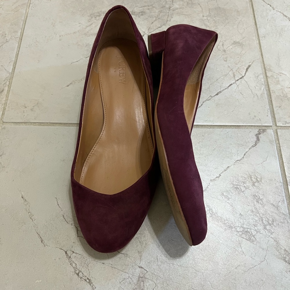 J. Crew Purple Flats with Suede Material and Classic Silhouette